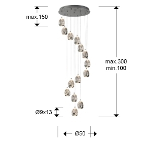 Люстра Rocio LED 14L DIM хром BLUETOOTH