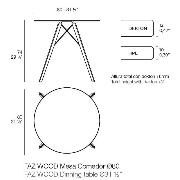 Обеденный стол из дерева Faz ø80x74