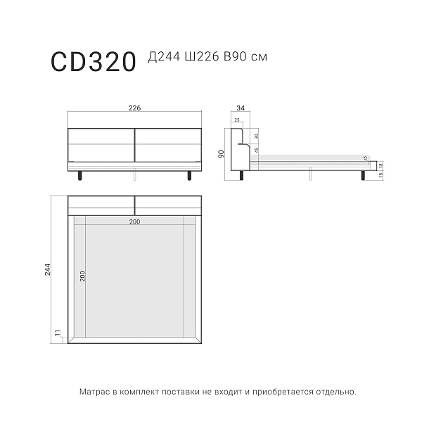 Кровать CASCADE 320 Тёмный бук, Teddy 18