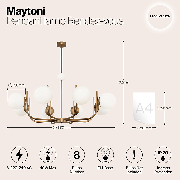 Подвесная люстра Maytoni Rendez-Vous MOD109PL-08BS