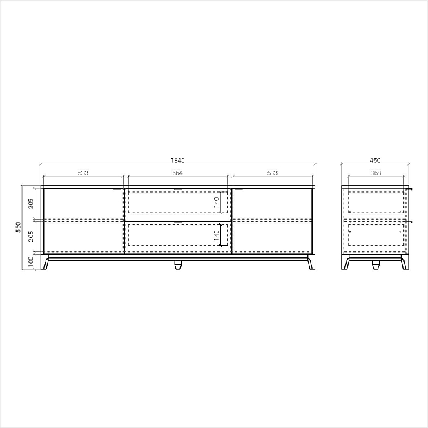 Тумба под тв CS090 Дуб тобакко, изумруд RAL 6004