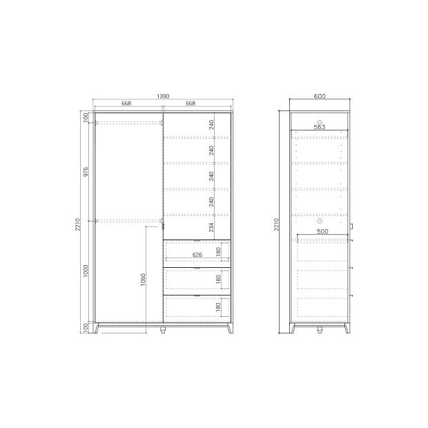 Шкаф Case CS222 Белёный дуб, туман RAL 7040