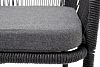Превью Marseilles "Марсель" стул барный плетеный из роупа, каркас из стали серый (RAL7022), роуп темно-серый круглый, ткань темно-серая