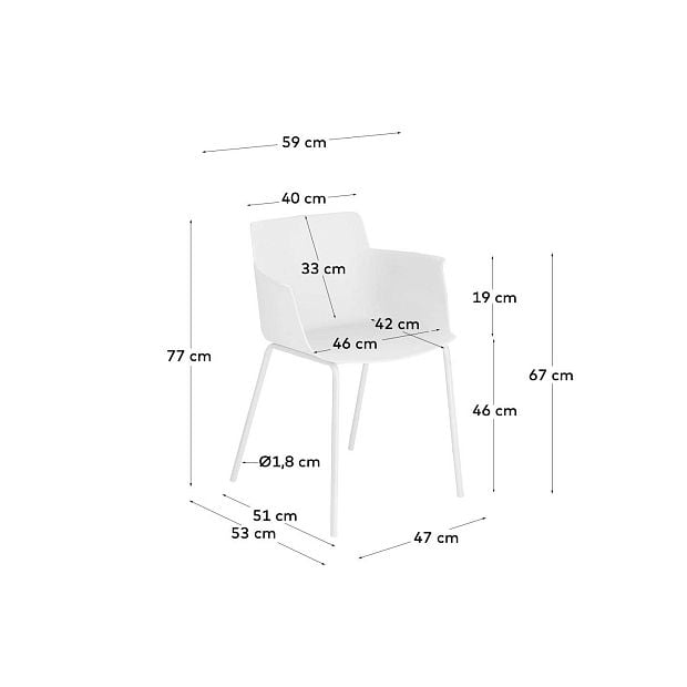 Hannia белый стул с подлокотниками