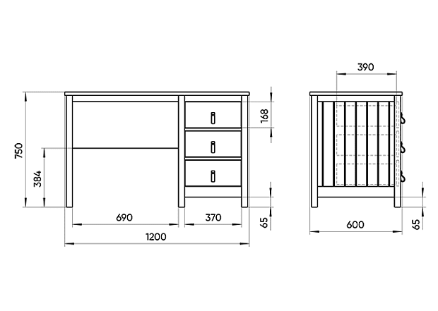 Стол письменный Wood 60*120 см (белый)