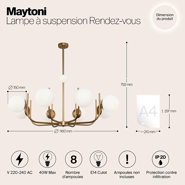 Подвесная люстра Maytoni Rendez-Vous MOD109PL-08BS