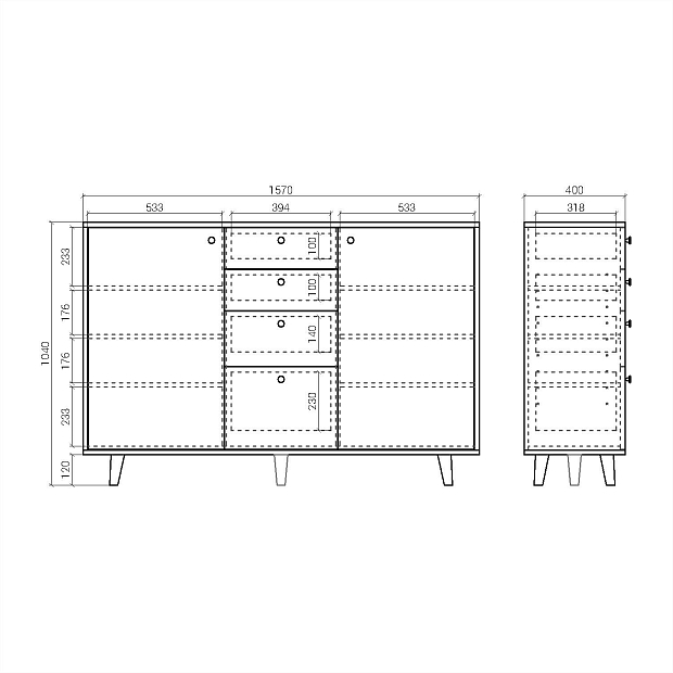 Комод Twin TW060 оливковый RAL 7003