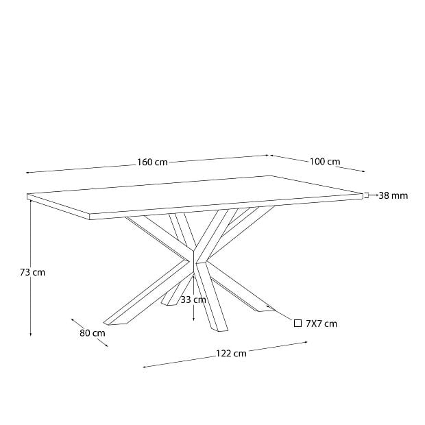 ARYA Стол 160x90 черный, матовый лак белый C436L05