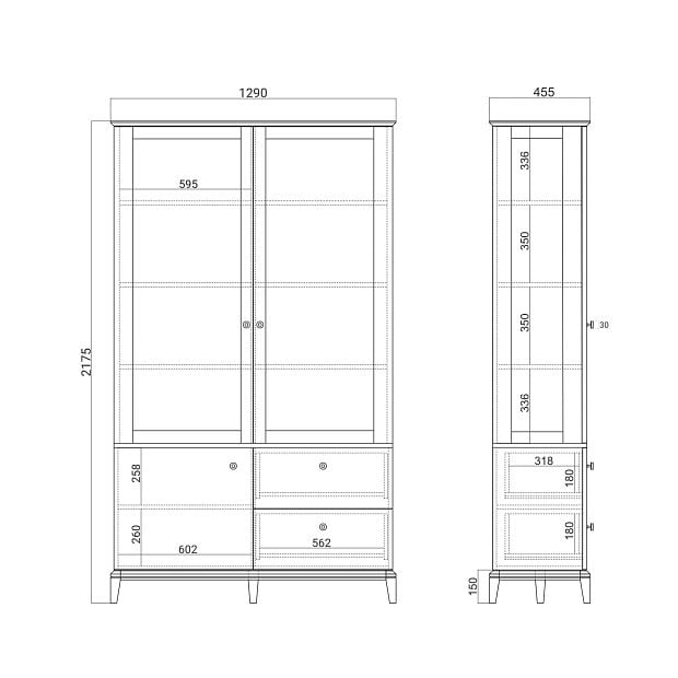 Витрина CR170 Дуб тёмный, речной камень RAL 7030