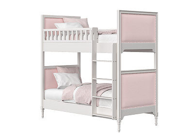 Кровать двухъярусная Elit (белый, розовая ткань)