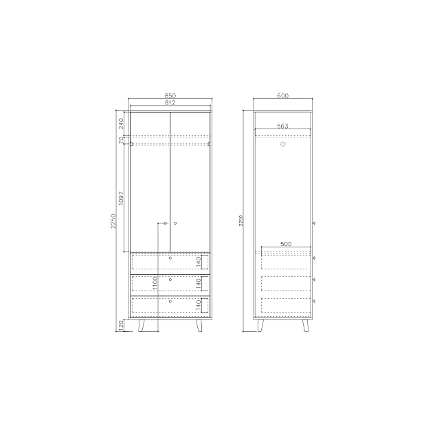 Шкаф Twin TW208 Темный дуб, темный кобальт RAL 5011