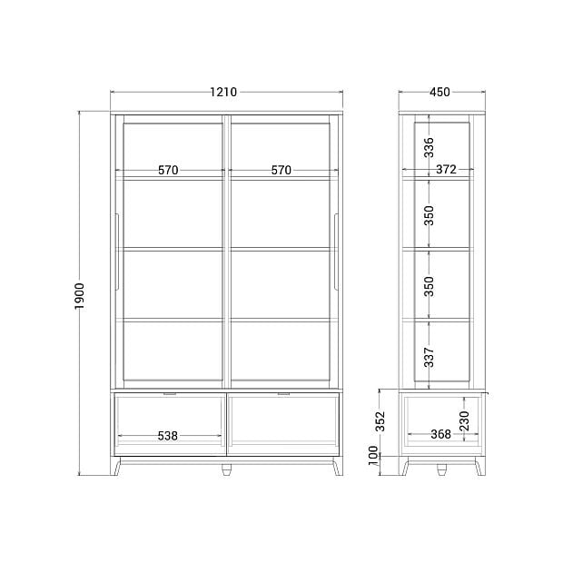 Витрина Case CS176 Темный дуб, графитовый RAL 7016