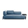 Превью Синий 3-местный диван Compo с большим подносом 252 см