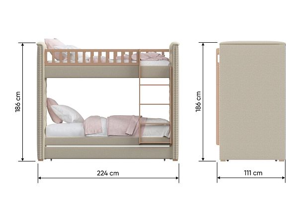 Кровать двухъярусная Elit soft (розовый)