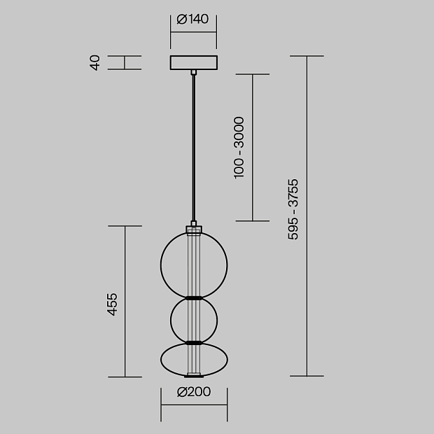 Подвесной светильник Maytoni MOD307PL-L24B3K