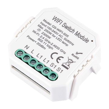 WI-FI реле 1 канал,250W, IP20, L46xW46xH18, 230V, Белый