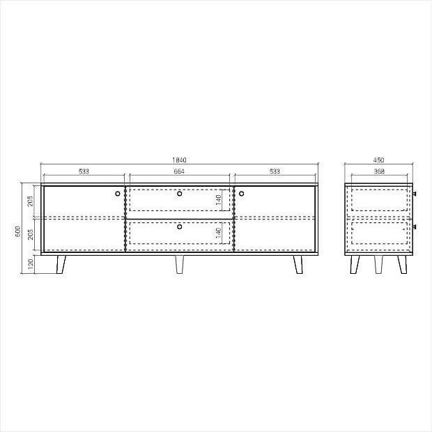 Тумба под ТВ TW090 Дуб венге, бордо RAL 3007