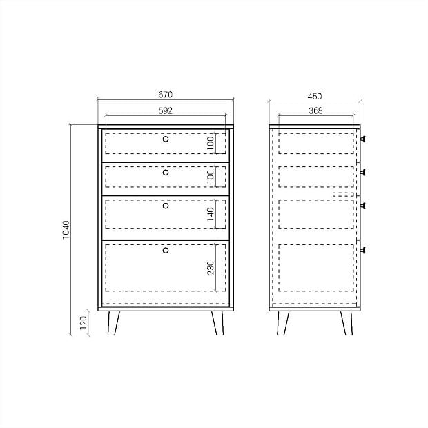 Высокий комод Twin TW020 дымчатый кварц RAL 7039