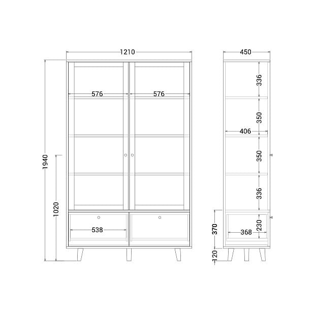 Витрина TW177 Дуб тобакко, хвоя RAL 6009