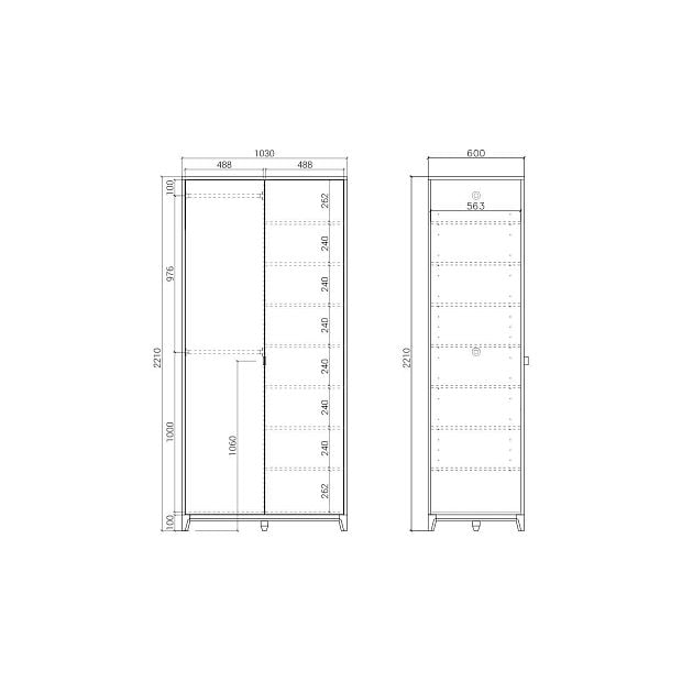 Шкаф Case CS210 Натуральный дуб, туман RAL 7040