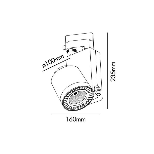 Трековый светильник MINI Cylinder LED черный PEARL WHITE 20W 3100K 56є