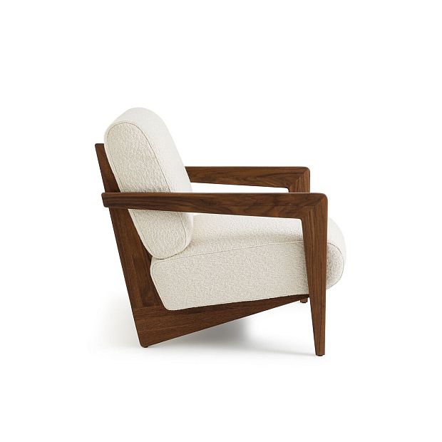 Кресло из массива ореха и буклированной ткани Izag бежевый