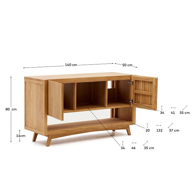 Kuveni Мебель для ванной комнаты из массива тика с натуральной отделкой 140 x 50 см