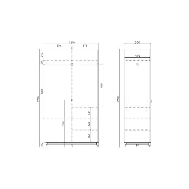 Шкаф Case CS216 Натуральный дуб, туман RAL 7040