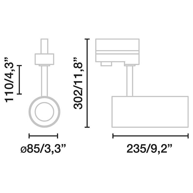 Трековый светильник Fuga MEDIUM черный LED 22W 2700K 24є TRIAC