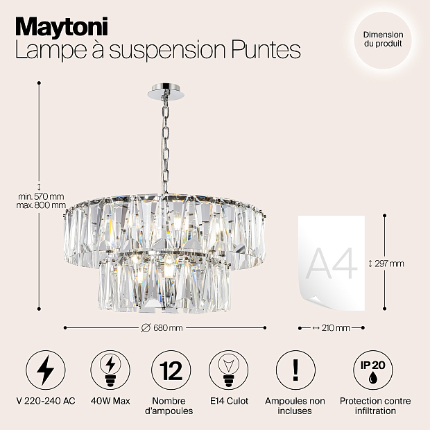 Подвесная люстра Maytoni Puntes MOD043PL-12CH