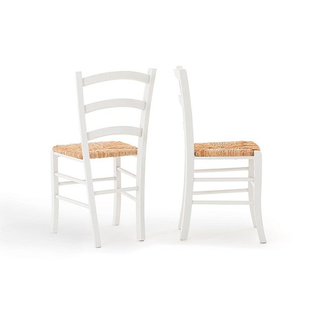 Комплект из 2 стульев с плетеным сидением Perrine единый размер белый