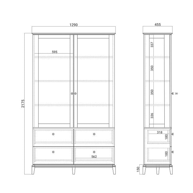 Витрина CR179 Дуб тобакко, бетон RAL7037