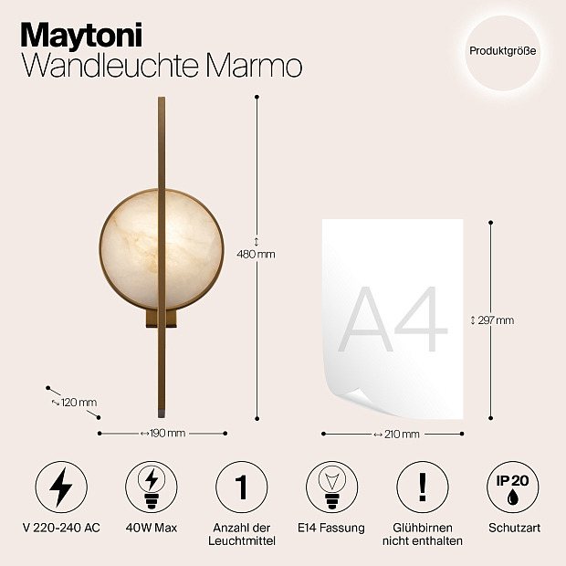 Бра Maytoni Marmo MOD099WL-01G