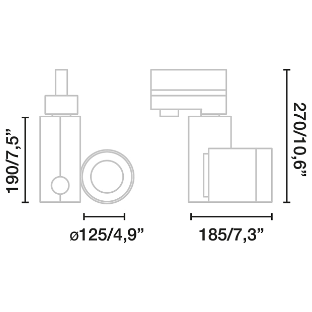 Трековый светильник Cylinder черный LED CRI95 41,5W 2700K 20є CASAMBI