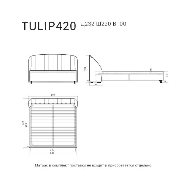 кровать TULIP 420 Венге бук, Tiana Pacific