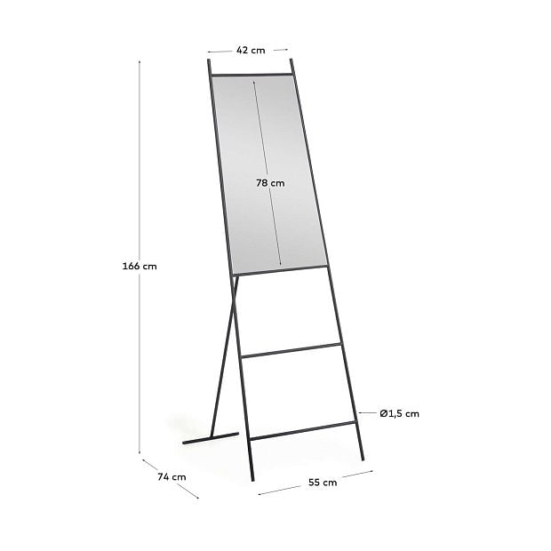 Зеркало Norland в полный рост из черного металла 55 x 166 см