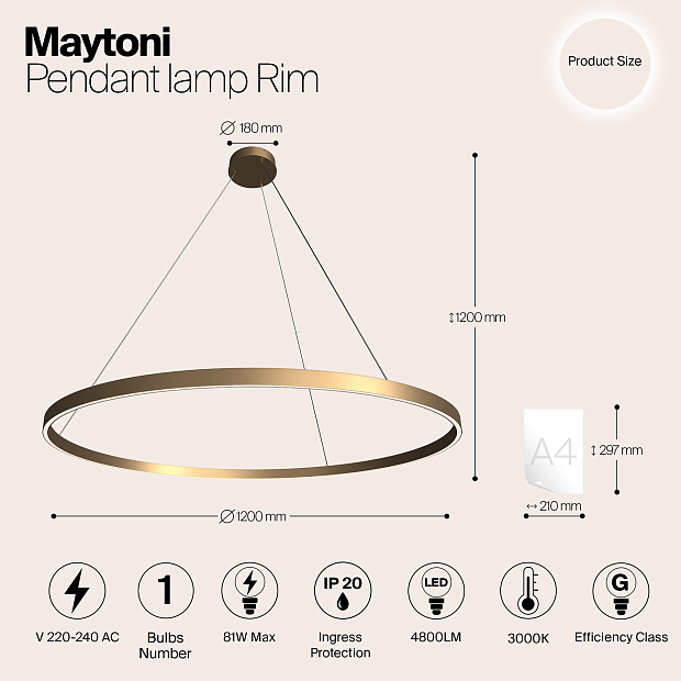 Подвесной светильник Maytoni MOD058PL-L65BS3K