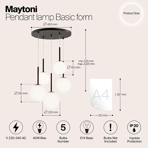 Подвесной светильник Maytoni MOD321PL-05B