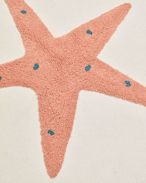 Talia Круглый ковер 100% хлопок с оранжевой морской звездой