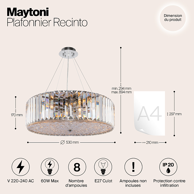 Подвесная люстра Maytoni Recinto MOD080CL-08CH