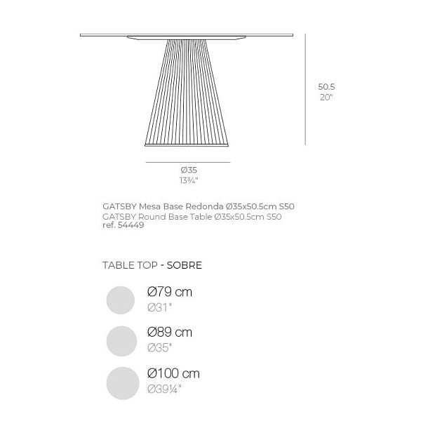 Столик Gatsby база ø35x50cm s50 (столешница ø79,89,100)