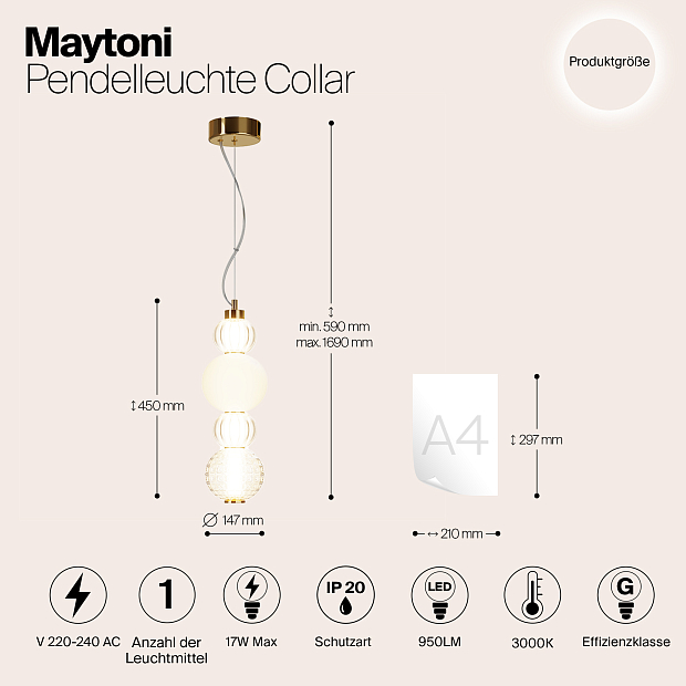 Подвесной светильник Maytoni P069PL-L17G3K