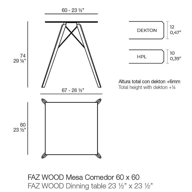 Обеденный стол Faz деревянный 60x60 см