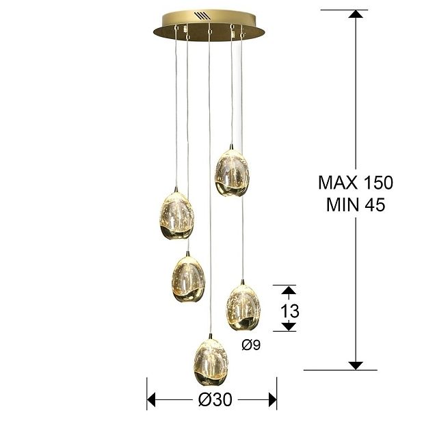 Подвесной светильник Rocio LED 5L Ø30 золотой