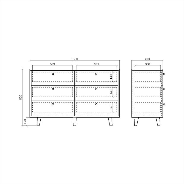 Комод TW042 Дуб тобакко, маренго RAL 5008