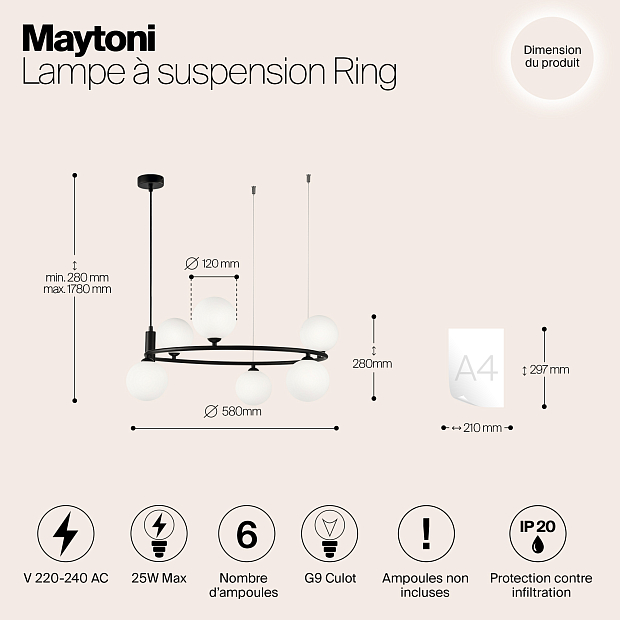 Подвесная люстра Maytoni Ring MOD013PL-06B