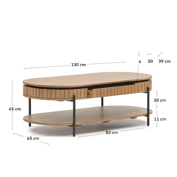 Licia Журнальный столик из дерева манго с натуральной отделкой 130 x 65 см