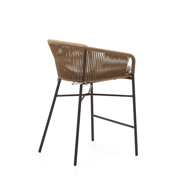 Веревочный полубарный стул Yanet бежевого цвета 65 см