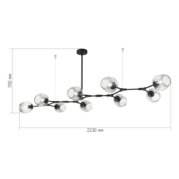 Светильник подвесной Черный/Дымчатый E27 9*40W