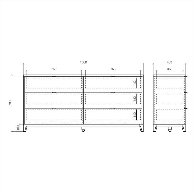 Комод Case CS066 Чёрный дуб, платиновый RAL 7036